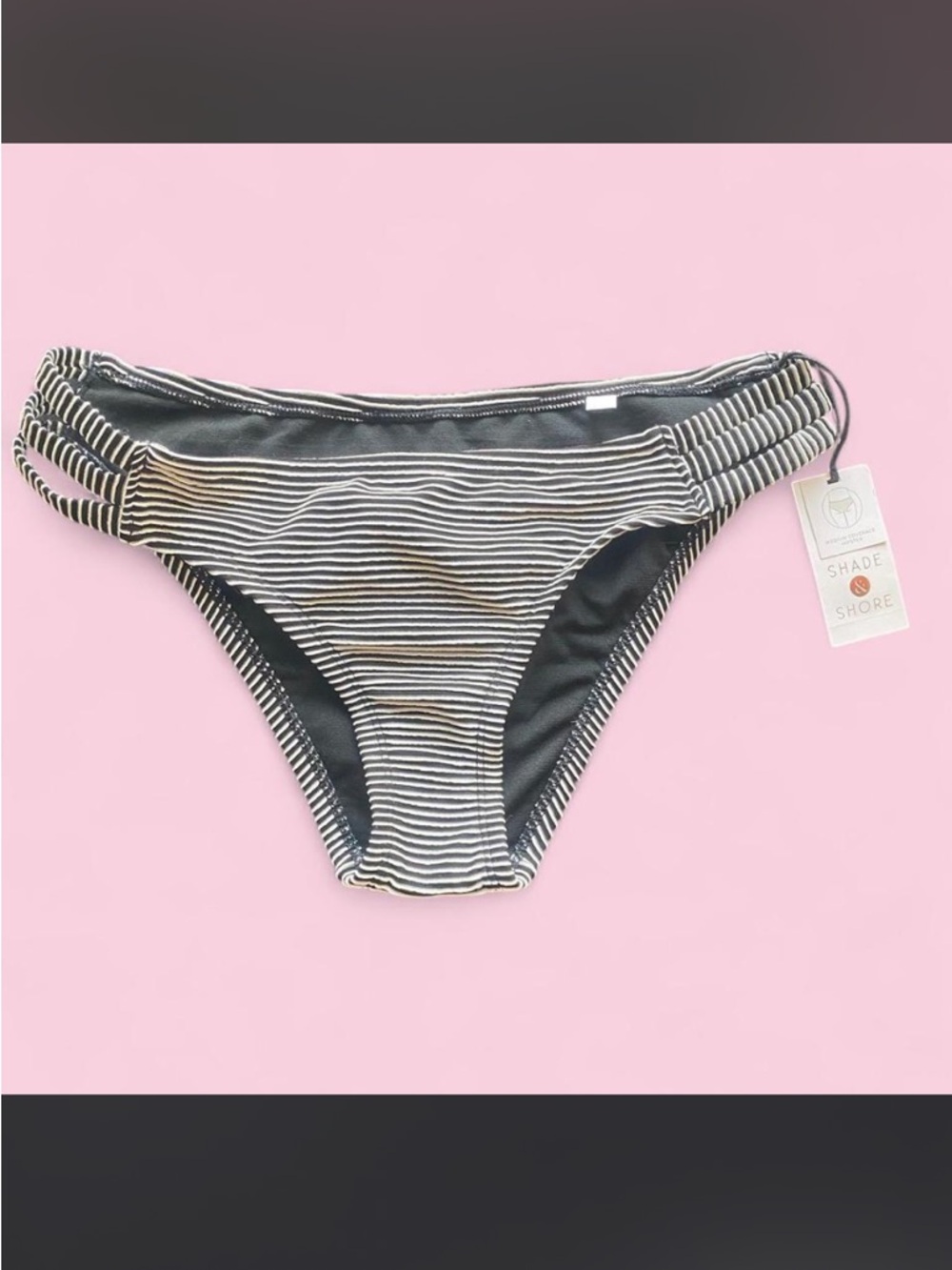 Shade & Shore Black and White Striped Bikini Bottoms